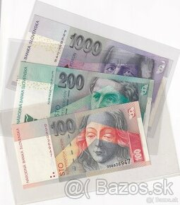 Bankovky Slovensko 100 200 1000 Korun UNC