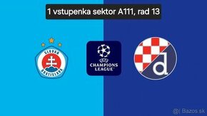 Predám lístok na zápas Slovan - Dinamo Zagreb 90 EUR