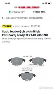 Brzdové platnicky Textar