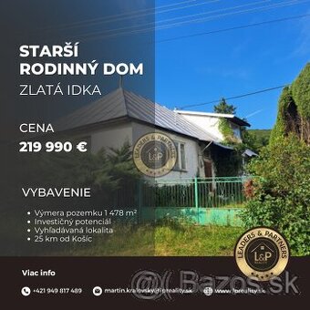 Na predaj starší rodinný dom, Zlatá Idka, Košice-okolie