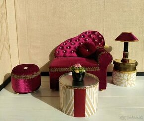 Luxusný bordový nábytok pre bábiky Barbie - 1