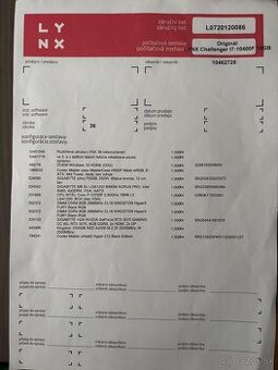 Komponenty na stolový počítač Lynx Challenger l7-10400F16GB