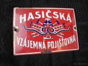 smaltovana cedulka- hasicska poistovna - cca 1930 rok.