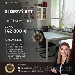 PREDAJ: 3 izbový byt Piešťany, Juh REKONŠTRUKCIA