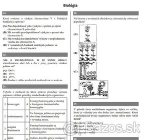 Scio testy biológia, chémia, všp 2024 máj + správne odpovede