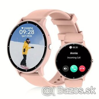 Fitness smart hodinky okrúhle, možnosť volania, ružové