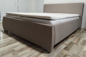 manzelska postel siva 180x200x63 cm, s topperom