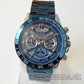 LIGE 8944 Blue Chronograph - pánske štýlové hodinky