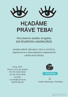 Práca na odbernom mieste - cukráreň