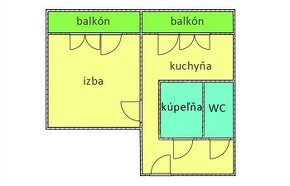 1-izbový byt s veľkým balkónom / 45 m2 / - Kysucké N. Mesto