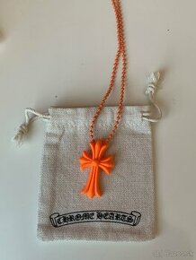 CHROME HEARTS SILICONE CROSS NECKLACE ORANGE