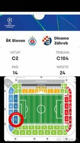 Vstupenku/lístok Slovan Bratislava vs Dinamo Zagreb