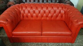 CHESTERFIELD ŠTÝL,KOŽENÁ SEDAČKA červená,vianočná zľava