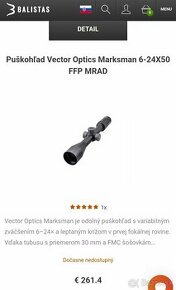 PUŠKOHĽAD VECTOR OPTICS MARKSMAN 6-24X50 FFP MRAD