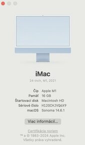 iMac 24” M1 8 Core CPU 16 GB RAM 1TB SSD Blue - 1