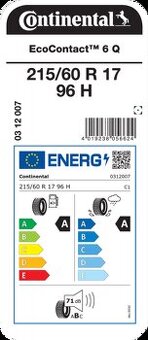 Predám letné pneumatiky Continental EcoContact 6 215/60 R17