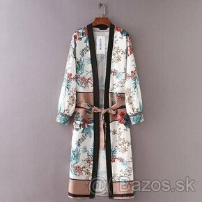 Kvetinkované letné dámske dlhé kimono s kvietkami - 1