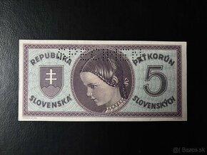 ►►►5 Slovenských korún 1945 HANIČKA UNC◄◄◄