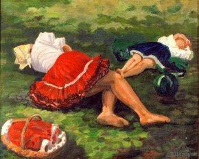Obraz od T. Moussona - "Ženy v tráve" - 1