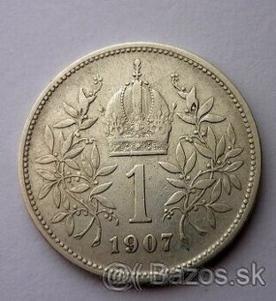 Minca mince strieborná 1 koruna 1907