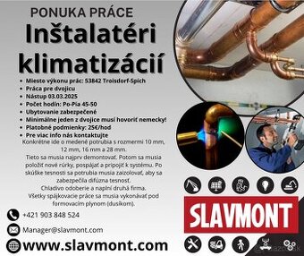 Ponuka práce pre Inštalatérov klimatizacií