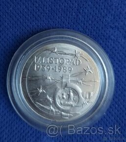 Strieborná pamätná minca 100Kčs 1989 17. listopad - 1