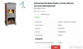 KACHLE NA TUHE PALIVO BELLA THALIA 5,4KW 102 CM LIATINA /SAM