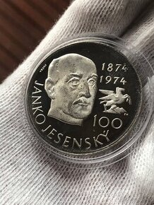 Vzácna nevydana Artia 100 Janko Jesensky 1974 Proof a bk