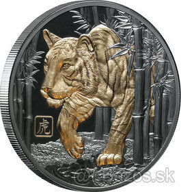 Rok tygra - černo stříbrná mince 5 Oz- Niue 2022