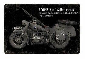 plechová cedule - BMW R75 - 1. SS PzD "LSSAH"