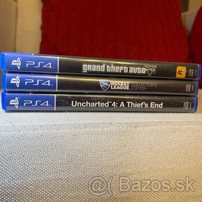 Hry na PS4: GTA 5 + Rocket League + Uncharted 4