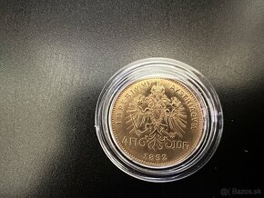Zlata minca 4 zlatnik - 10 frank  Frantisek Jozef I. 1892