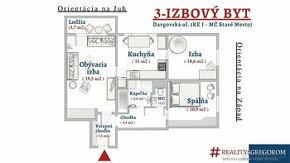 3-izbový byt, Dargovská ul., 71 m2, na 2. pos., s LO, po KR