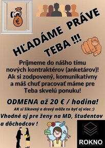 Chceš kráľovký plat za pár hodín denne ?  Hľadáme aketára