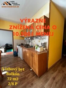 Výrazne znížená cena 3-izbový byt s balkónom - Juh - Rožňava