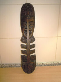 Drevený totem na stenu - africká maska - nová - 1