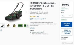 Aku kosačka PARKSIDE PRMA 40-Li C1