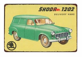 plechová cedule - Škoda 1202 dodávkový vůz (dobová reklama) - 1
