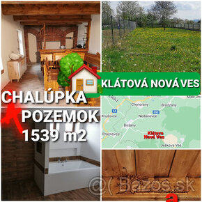 RODINNÝ DOM - CHALÚPKA a POZEMOK 1539m2 KLÁTOVA N. V. -VOĽNÝ