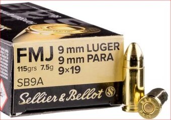 9mm Luger Sellier & Bellot FMJ 7,5g/115grain