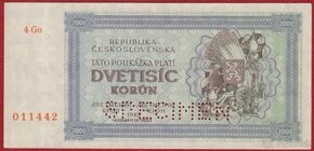 Poukážka 2000 Korún 1945 SPECIMEN - 1