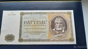 Bankovka 5000 Korun Slovenských 1944 Perforovaná 1.seria aUN - 1