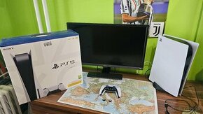 Playstation 5 s mechanikou a hráčskym monitorom.