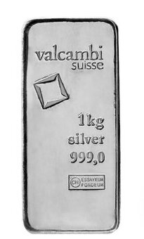 Strieborná 1 kg tehlička VALCAMBI