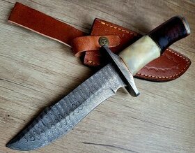 lovecký Damaškový nôž 28 cm BOWIE, ručně vyroben + pouzdro