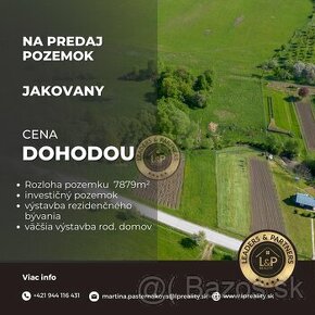 Na predaj pozemok Jakovany