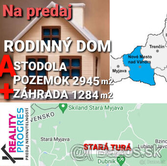 RODINNÝ DOM,STODOLA a POZEMKY 4229 m2 KOPANICE - STARÁ TURÁ