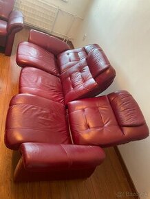Kožený polohovateľný gauč a sedačka