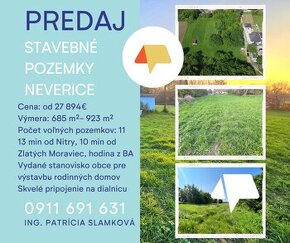 Predaj stavebné pozemky Neverice, 11 pozemkov- rôzne veľkost