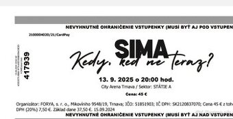 Koncert SIMA - Kedy keď nie teraz